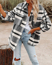 Load image into Gallery viewer, Oversized Plaid Shacket Button Down Flannel Jacket
