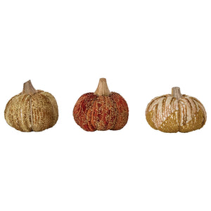 Fabric Chenille & Mango Wood Pumpkin