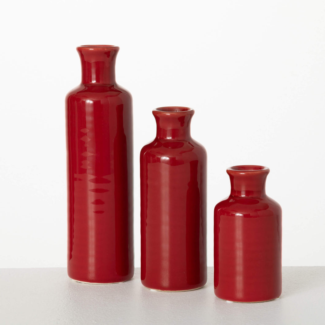 Ceramic Red Bottle Vases