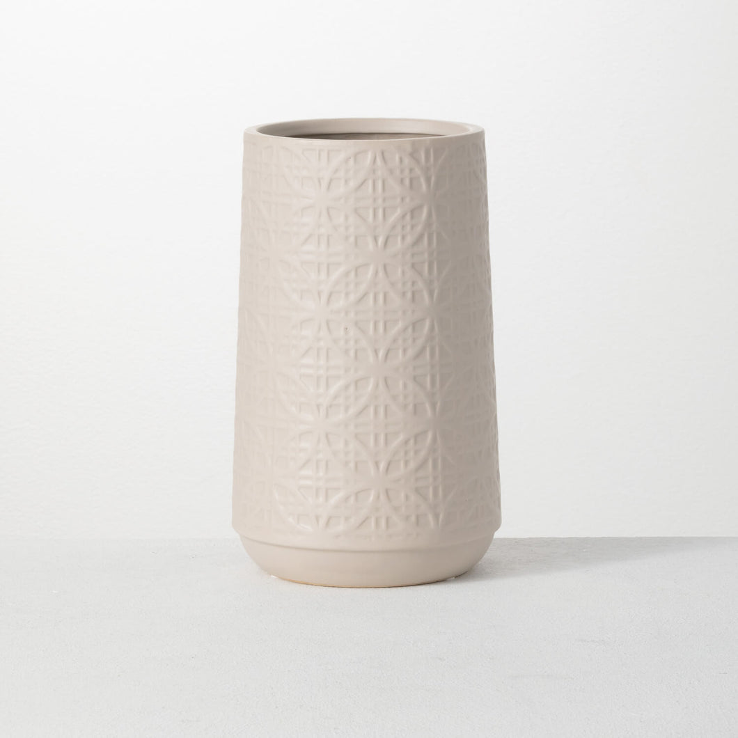 Ivory Embossed Ceramic Vase