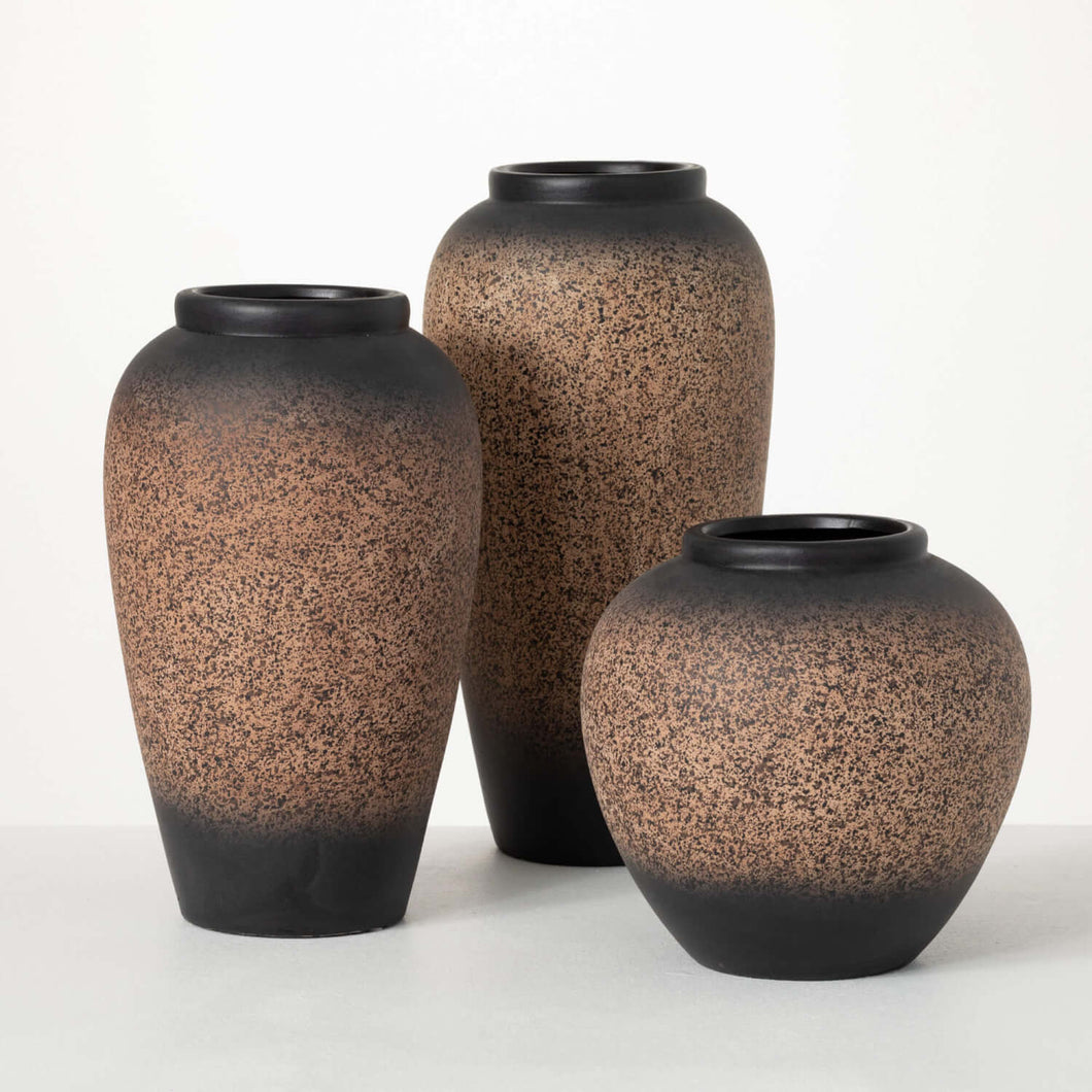 Speckled Cocoa Brown Tall Vase
