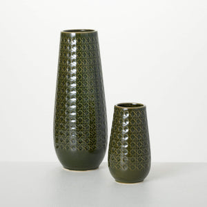 Olive Ratten Patterned Vases