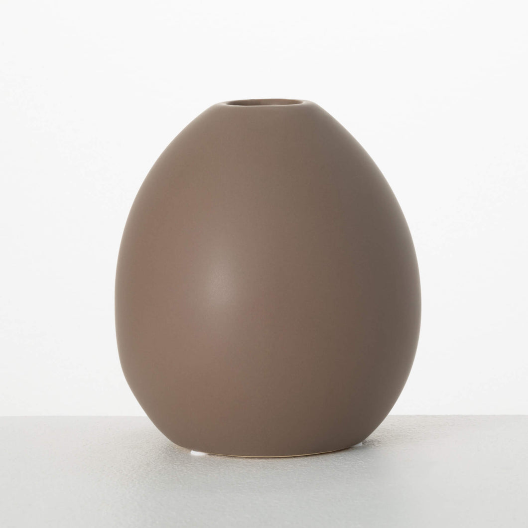 Modern Brown Matt Oval Vase