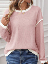 Load image into Gallery viewer, Crewneck Knit Look Long Sleeve Pullover Top
