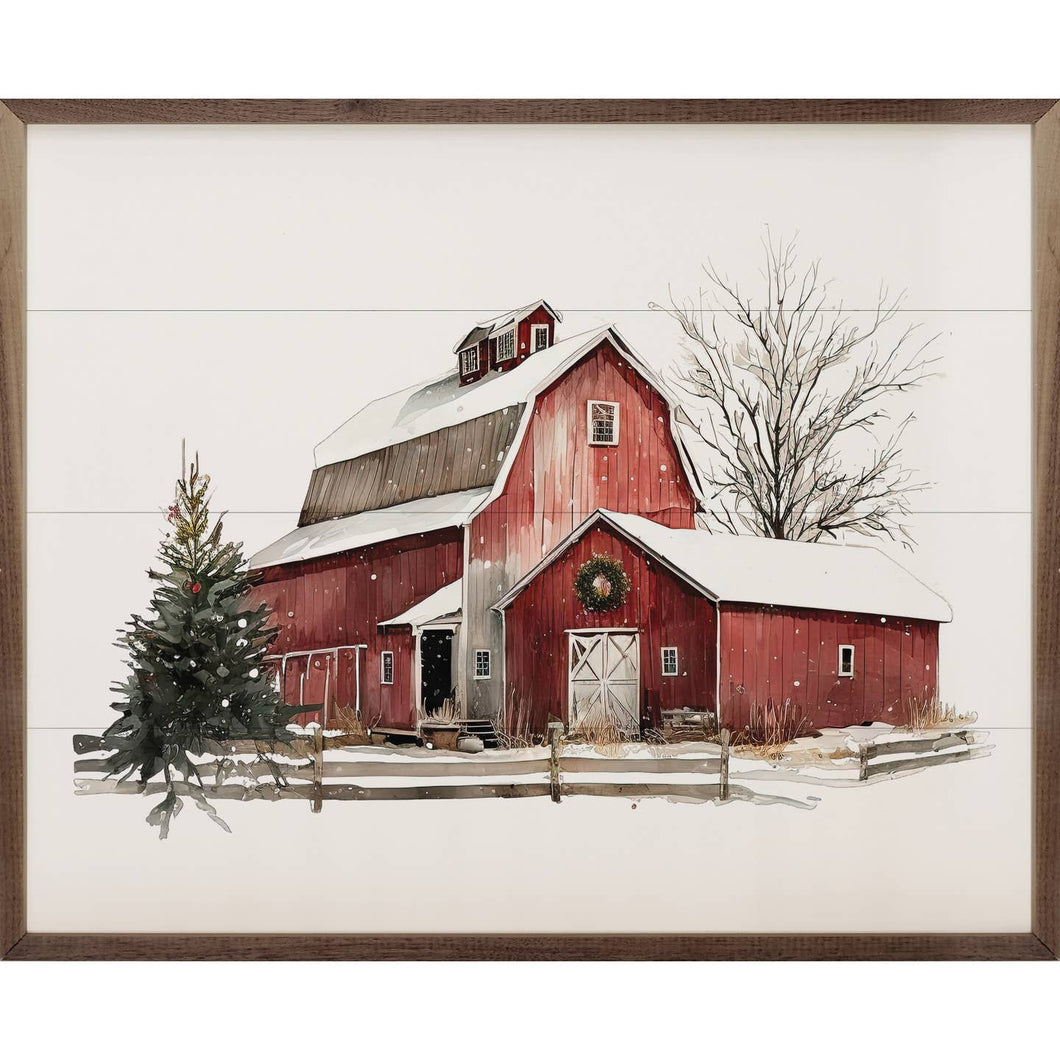 Winter Barn With Shed Wall Art