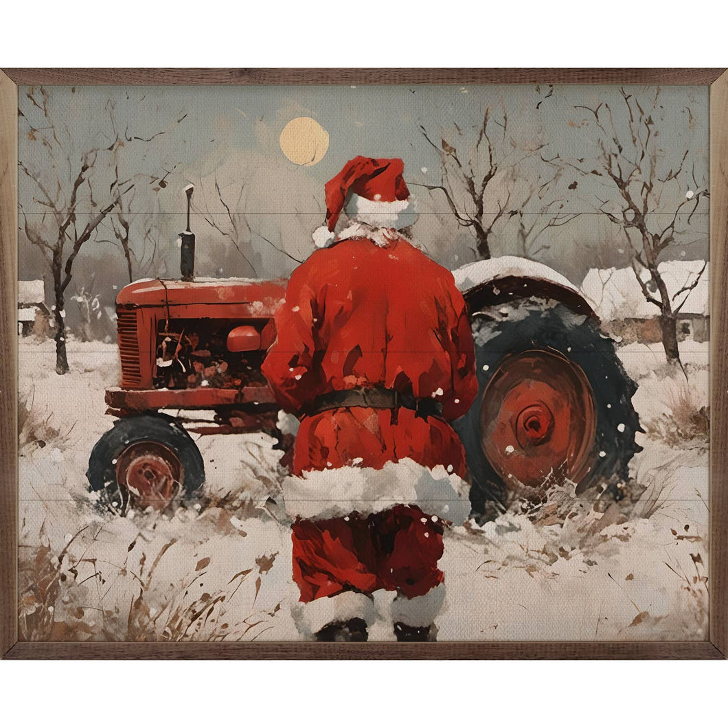 Santa with Tractor Wall Art