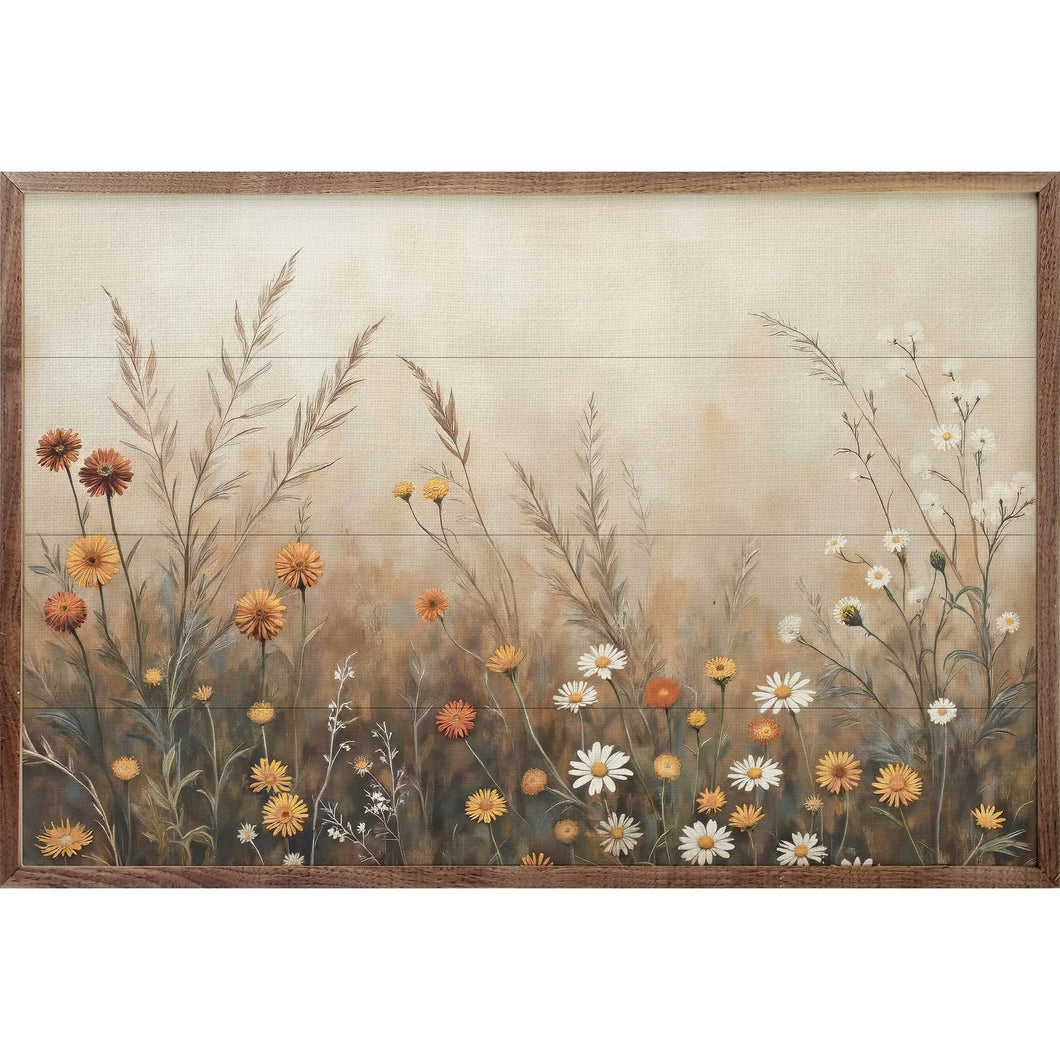 Fall Field with Mums and Daisies Wall Art