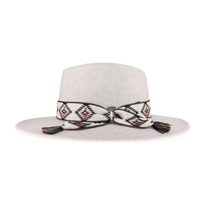 Aztec Trim Band Vegan Fabric C.C Panama Hat