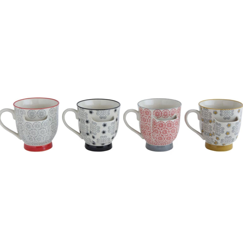 Hand-Stamped Mug with Tea Bag Holder