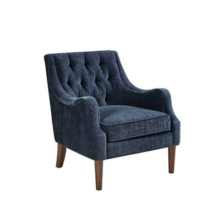 Navy Blue Armed Accent Chair with Tufted Back