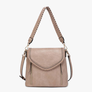 Lorelei Double Zip Whipstitch Trim Crossbody