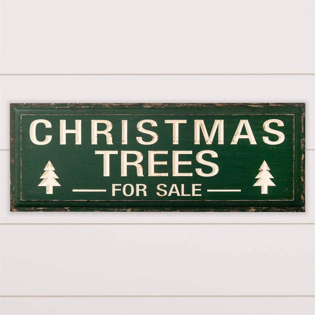 Christmas Trees Carved Sign