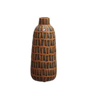 Debossed Blue Terracotta Vase