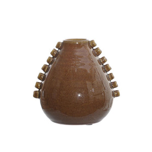 Brown Terracotta Vase w/ Hobnails