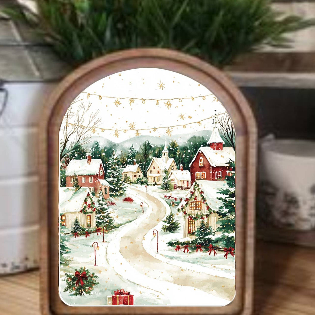 Arch Top Christmas Village Framed Art