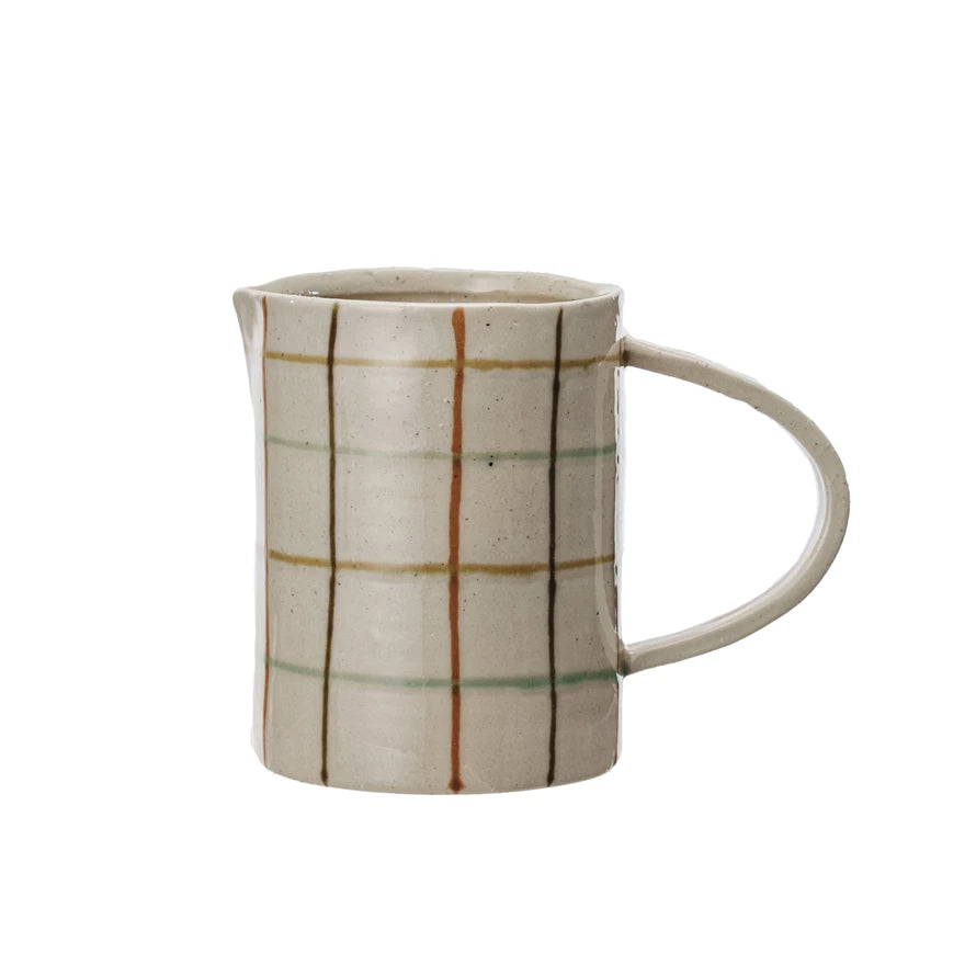 Multicolored Hand-Painted Stoneware Pitcher