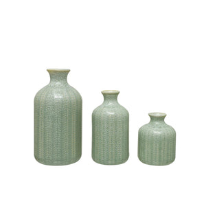 Gray Embossed Stoneware Vases