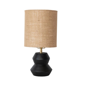 Mango Wood Table Lamp with Jute Shade
