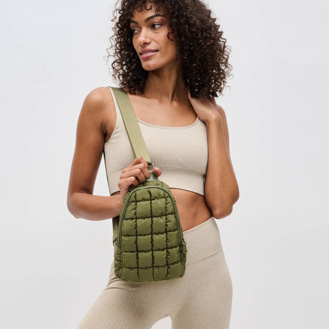 Quilted Puffer Nylon Sling Backpack