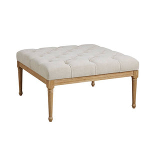 Light Tan Transitional Square Tufted Ottoman