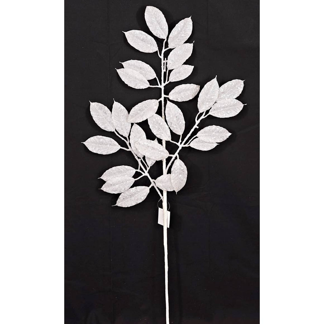 Fancy Glitter Rose Leaves Pick