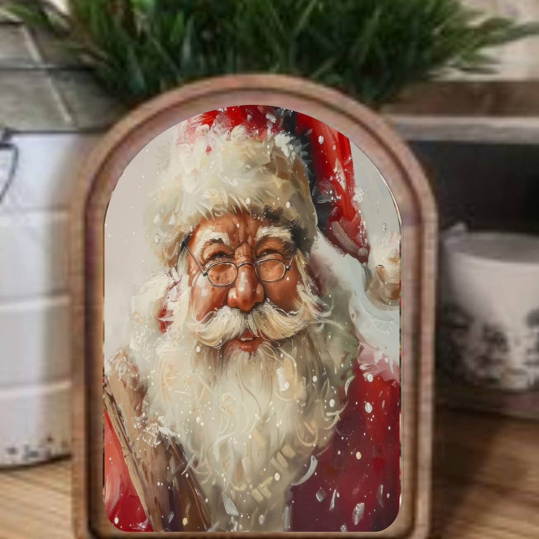 Arch Top Snowy Santa Framed Art