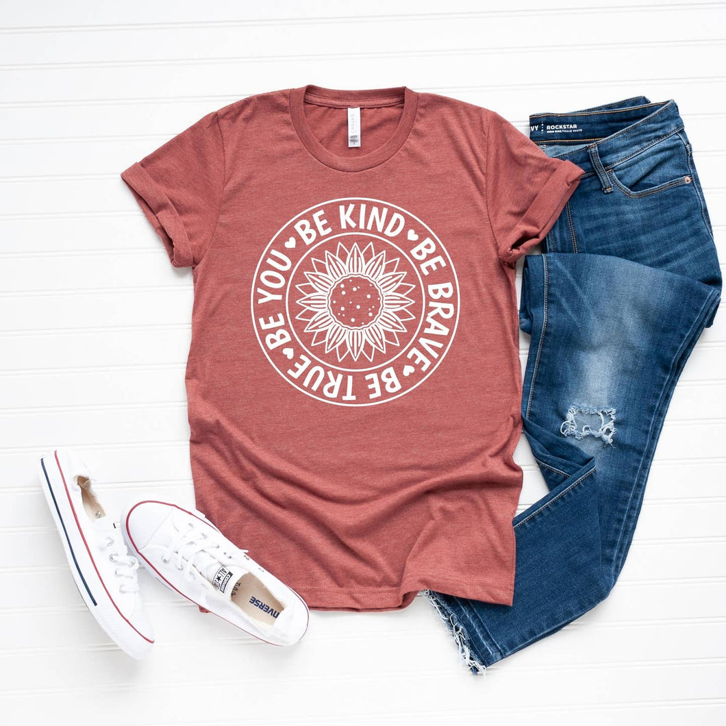 Be Kind Be Brave Be You Clay Tee