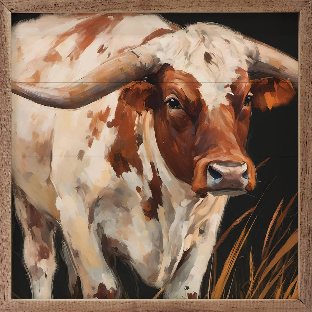 Brown And White Longhorn Wall Art