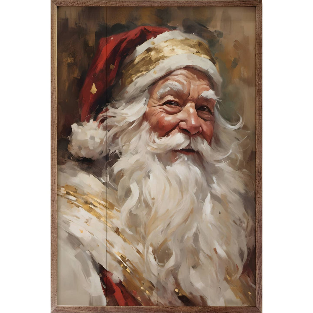 Santa in Red with Gold Wall Art