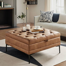 Load image into Gallery viewer, Lift Top Storage Cocktail Ottoman
