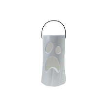 Load image into Gallery viewer, Ceramic Lantern with Cut-Out Ghost Face &amp; Metal Handle

