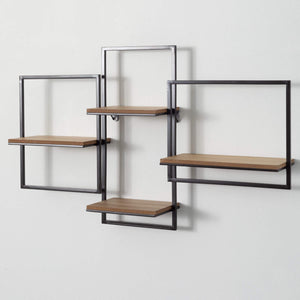 Quadrant Open Wood Wall Shelf