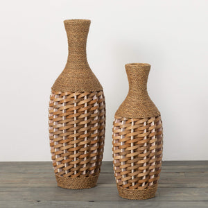 Woven Rattan Floor Vase