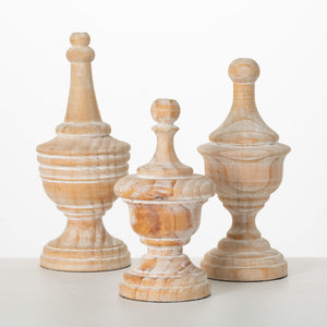 White Washed Wood Finial