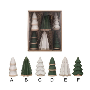 Green & White Stoneware Trees