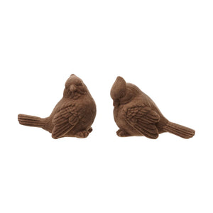 Taupe Flocked Resin Cardinal