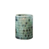Blue & White Glass Mosaic Candle Holder