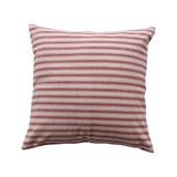 Red & Natural Square Woven Cotton Striped Pillow