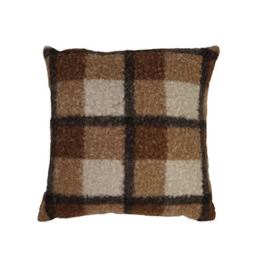 Brown Plaid Sherpa Pillow