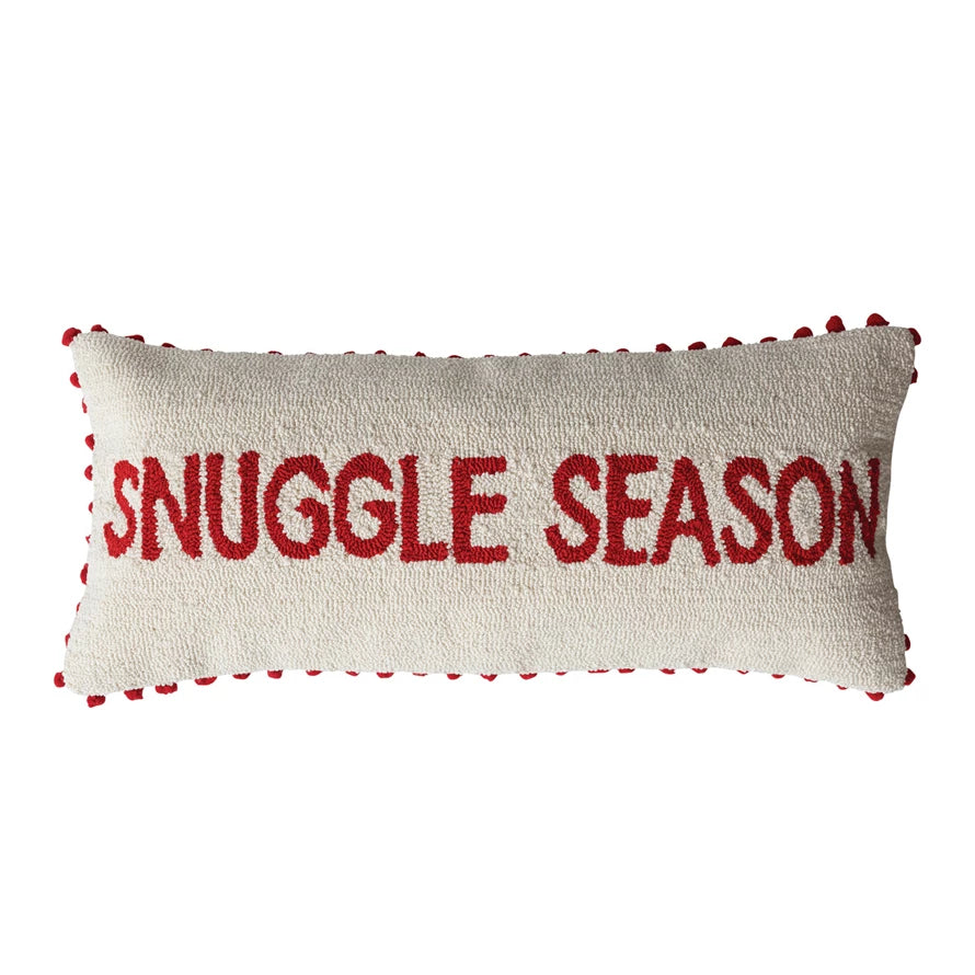 Tufted Lumbar Pillow with Pom Pom Trim 