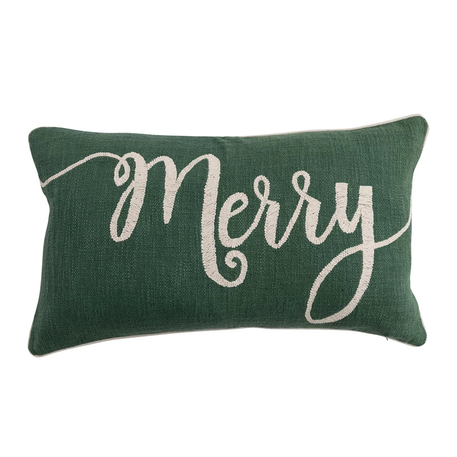 Lumbar Pillow with Embroidered 