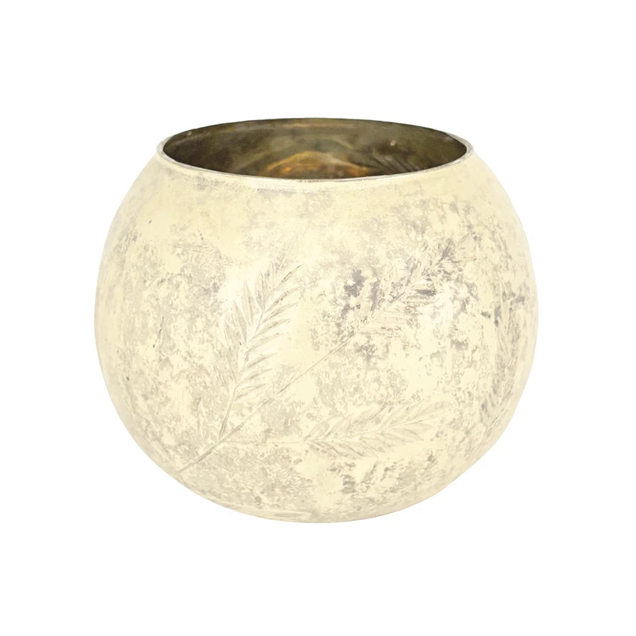 Etched Mercury Glass Votive Holder