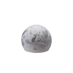 Glass Ball with LED Light & Laser Etched Reindeer