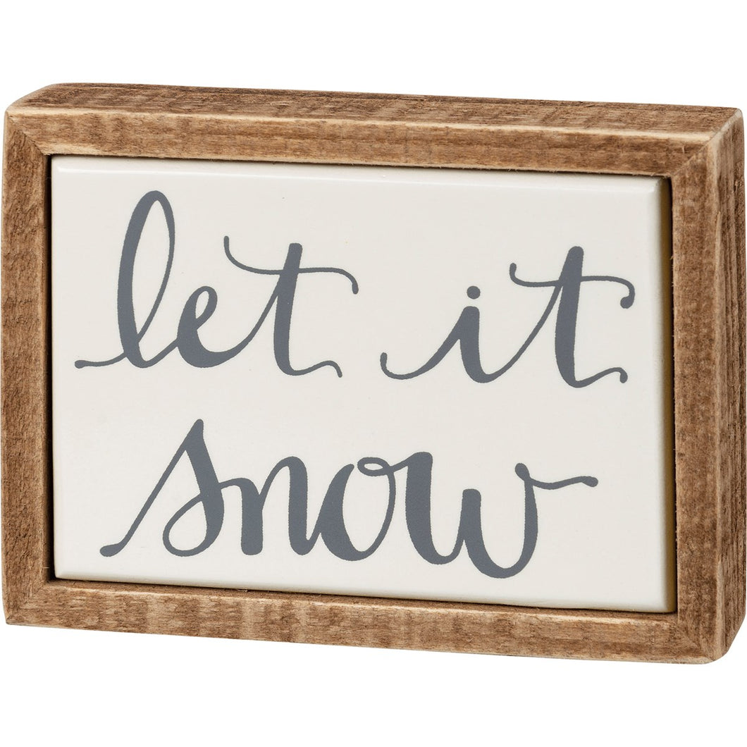 Let It Snow Rustic Box Sign Mini