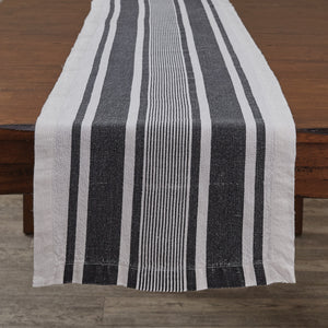 Bleach And Black Stripe Linen Table Runner