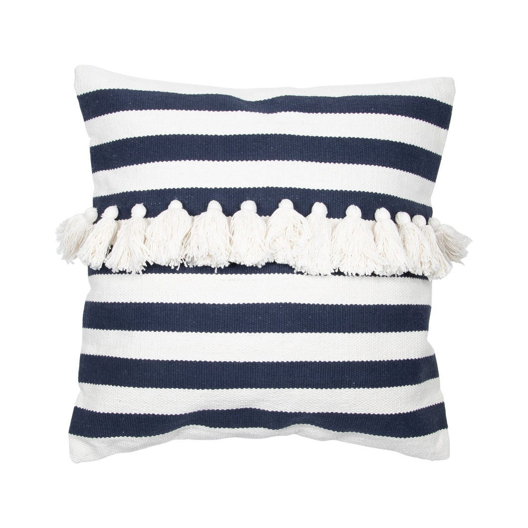Blue Hand Woven Stripe Pillow