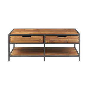Modern Industrial Wooden Coffee Table with Storage