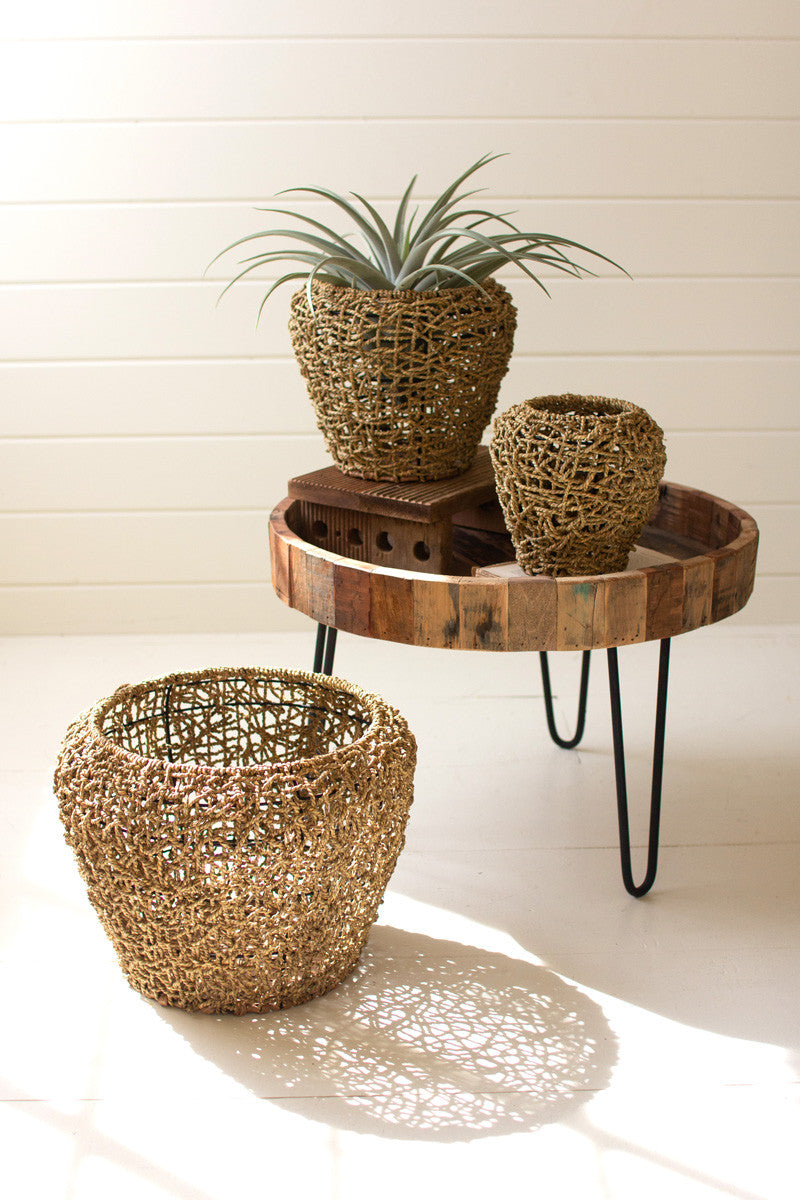 Round Woven Seagrass Planters