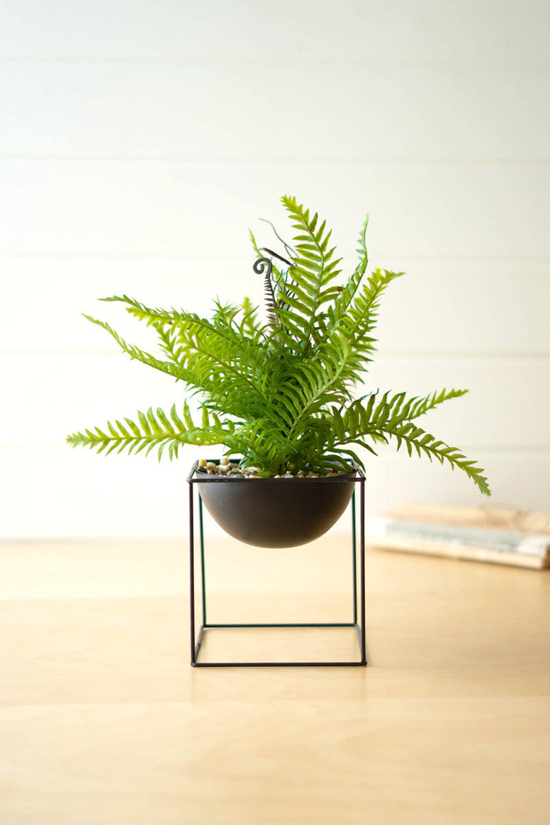 Artificial Fern on a Square Iron Base