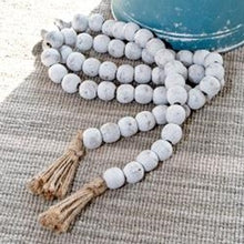 Load image into Gallery viewer, Distressed White Bead Garland w/Jute Tassels

